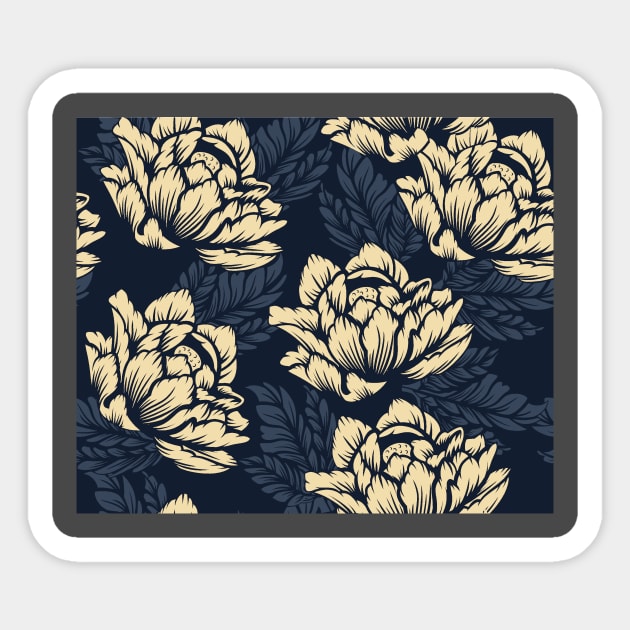 Seamless Yellow and Blue Floral Pattern Sticker by martynzero